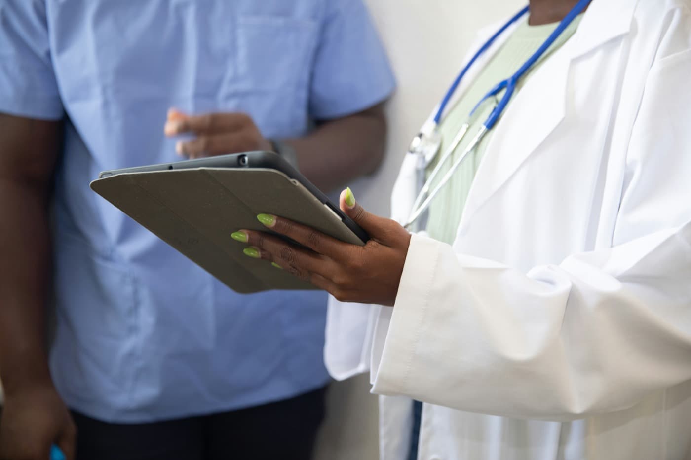 Healthcare professionals working in a modern backoffice environment